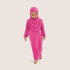 İslami Tek Parça Kız Çocuk Namaz Elbisesi - Tespih - Magnet Set