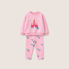 Kız Bebek Baskılı Sweatshirt - Tayt Takımı