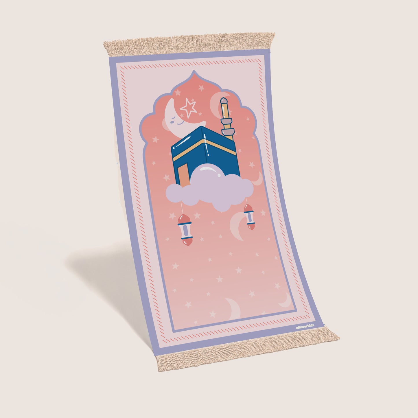 Kaaba Patterned Lined Children's Prayer Rug