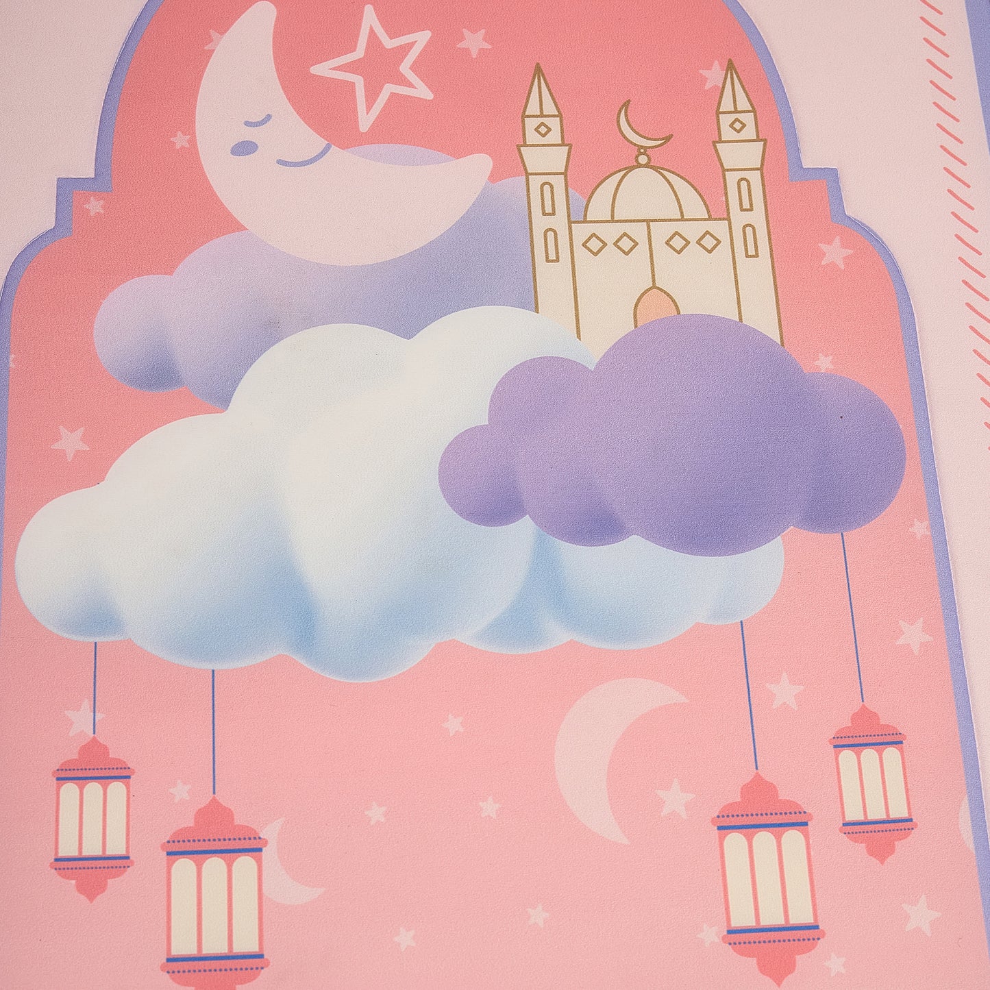 Children's Prayer Rug with Star and Crescent Mosque Design and Lining