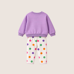 Kız Bebek Baskılı Sweatshirt - Tayt Takımı