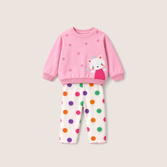 Kız Bebek Baskılı Sweatshirt - Tayt Takımı