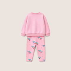 Kız Bebek Baskılı Sweatshirt - Tayt Takımı