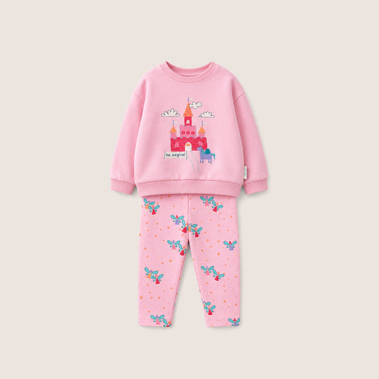 Kız Bebek Baskılı Sweatshirt - Tayt Takımı