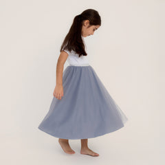 Uzun Kız Çocuk Tütü Etek Gri