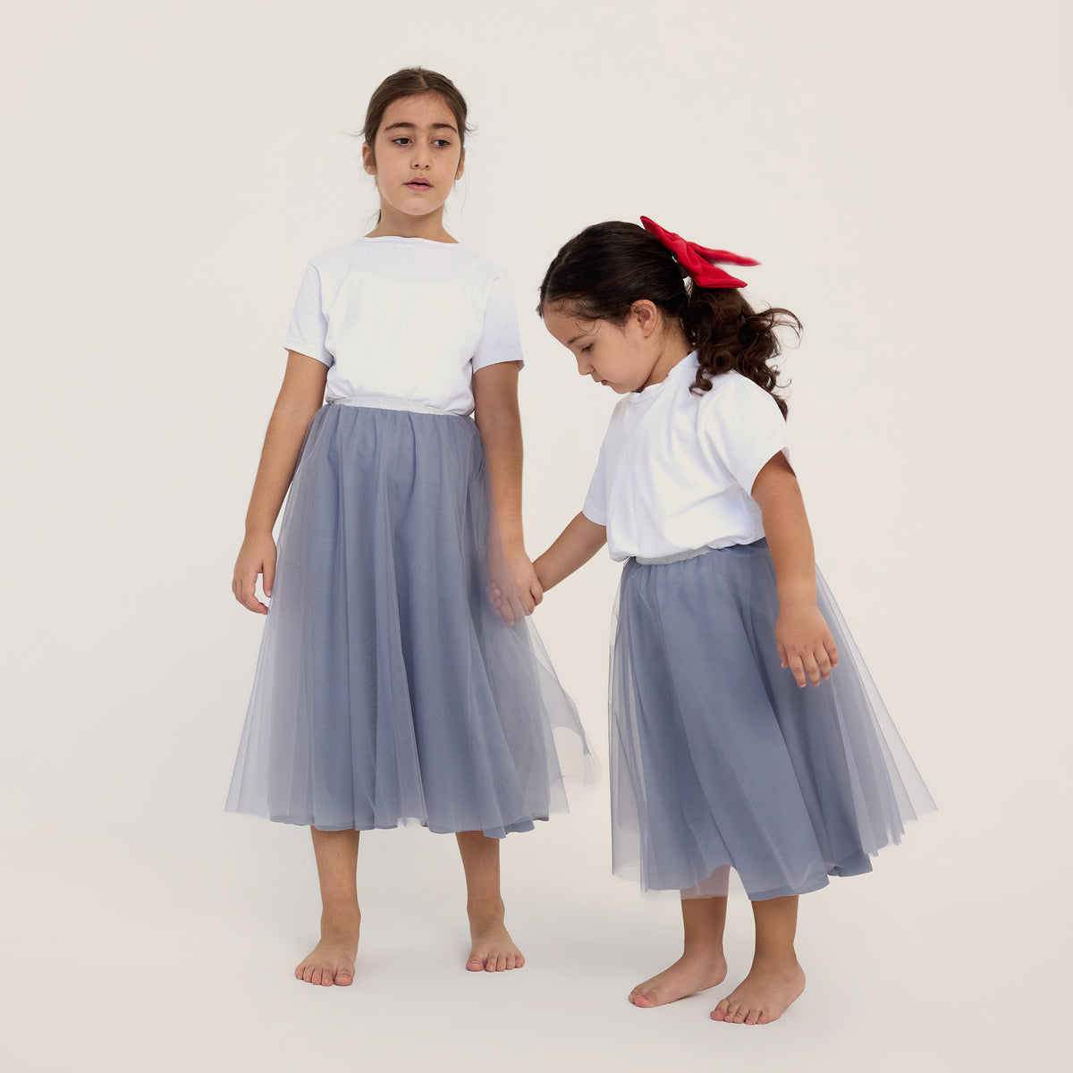 Uzun Kız Çocuk Tütü Etek Gri