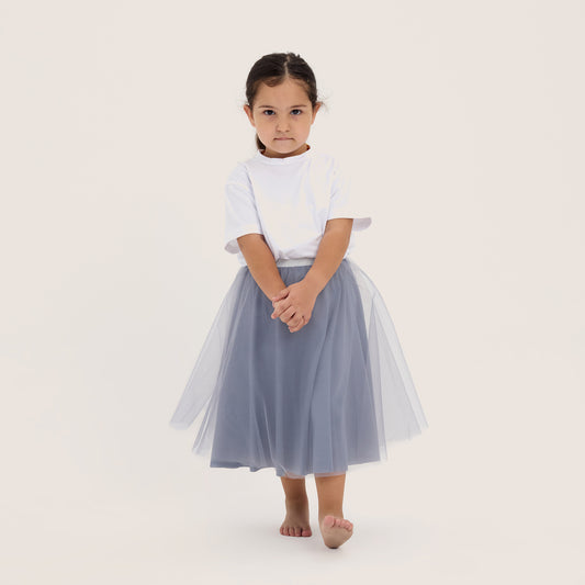 Uzun Kız Çocuk Tütü Etek Gri