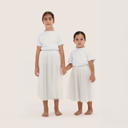 Uzun Kız Çocuk Tütü Etek Beyaz