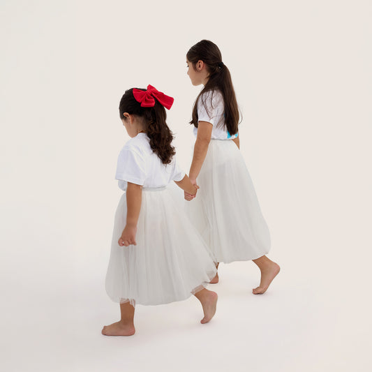 Uzun Kız Çocuk Tütü Etek Beyaz
