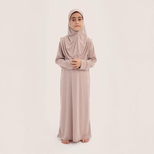 İslami Tek Parça Kız Çocuk Namaz Elbisesi