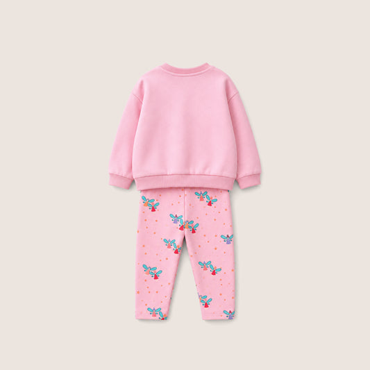 Kız Bebek Baskılı Sweatshirt - Tayt Takımı