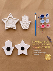 İslami Konsept Cami ve Fatma Ana Eli Taş Tozu Magnet Boyama Seti (Boya ve Fırça Dahil)