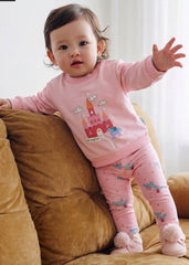 Kız Bebek Baskılı Sweatshirt - Tayt Takımı