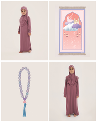 Namaz Seti /İbadet Seti-Kız Çocuk Namaz Elbisesi ,Cami Desenli Seccade, Tespih